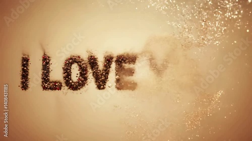 animated text i love you with sparkling gold light effect