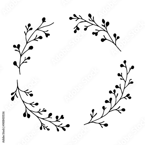 Wallpaper Mural A delicate romantic floral wreath with tiny buds and flowers carefully arranged in a circle shape. Torontodigital.ca