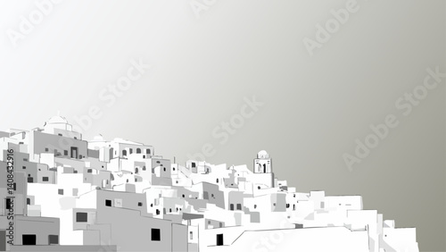 Santorini skyline at dusk with a peaceful Mediterranean setting as a vector illustration