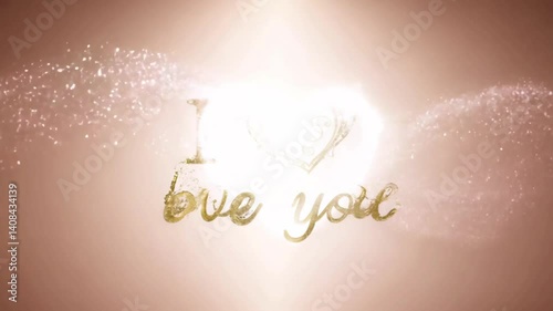 animated text i love you with sparkling gold light effect