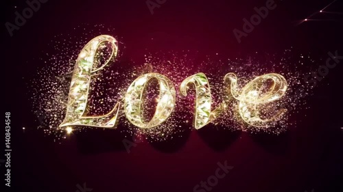 animated text i love you with sparkling gold light effect