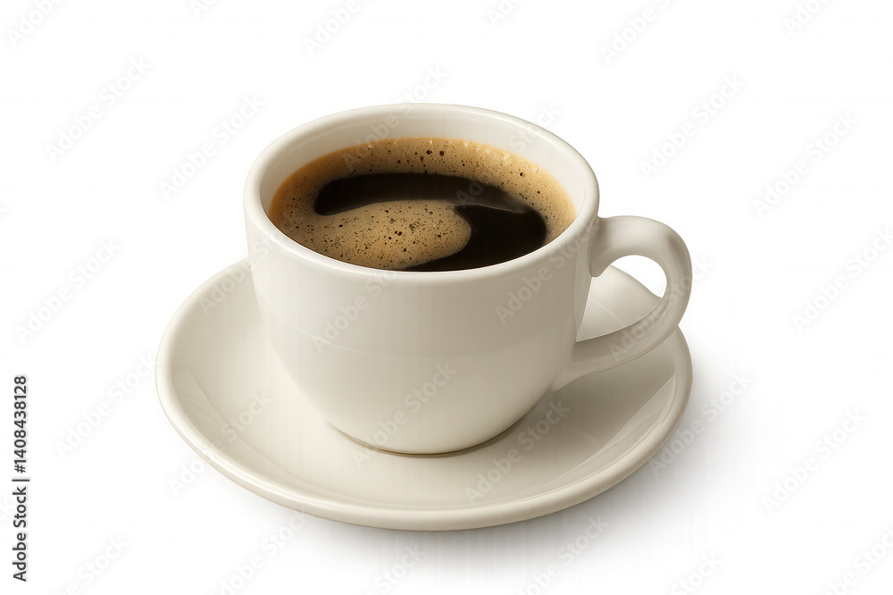 Fototapeta premium Steaming cup of black coffee with crema on transparent background