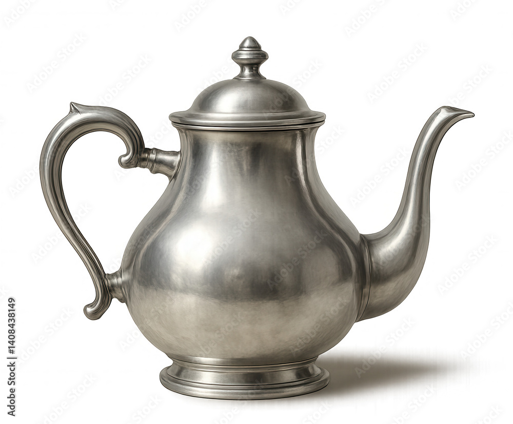 Classic Silver Teapot on Transparent Background: Shining Elegance Classic Silver Teapot on Transparent Background: Shining Elegance