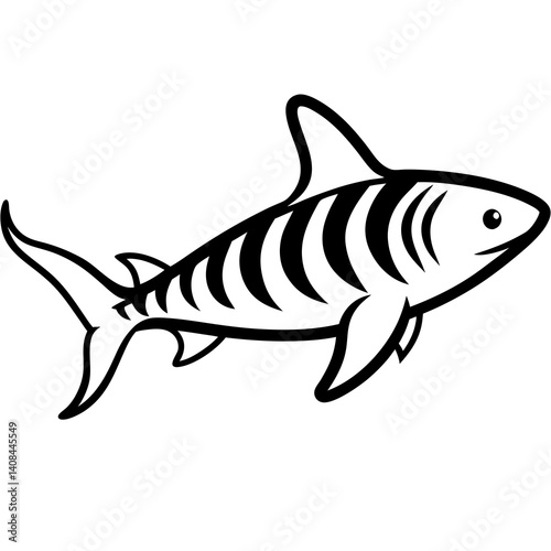 Minimal Zebra Shark Vector Illustration on White Background