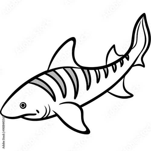 Minimal Zebra Shark Vector Illustration on White Background