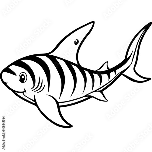 Minimal Zebra Shark Vector Illustration on White Background
