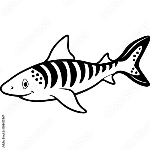 Minimal Zebra Shark Vector Illustration on White Background