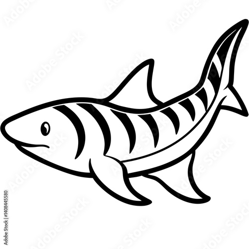 Minimal Zebra Shark Vector Illustration on White Background