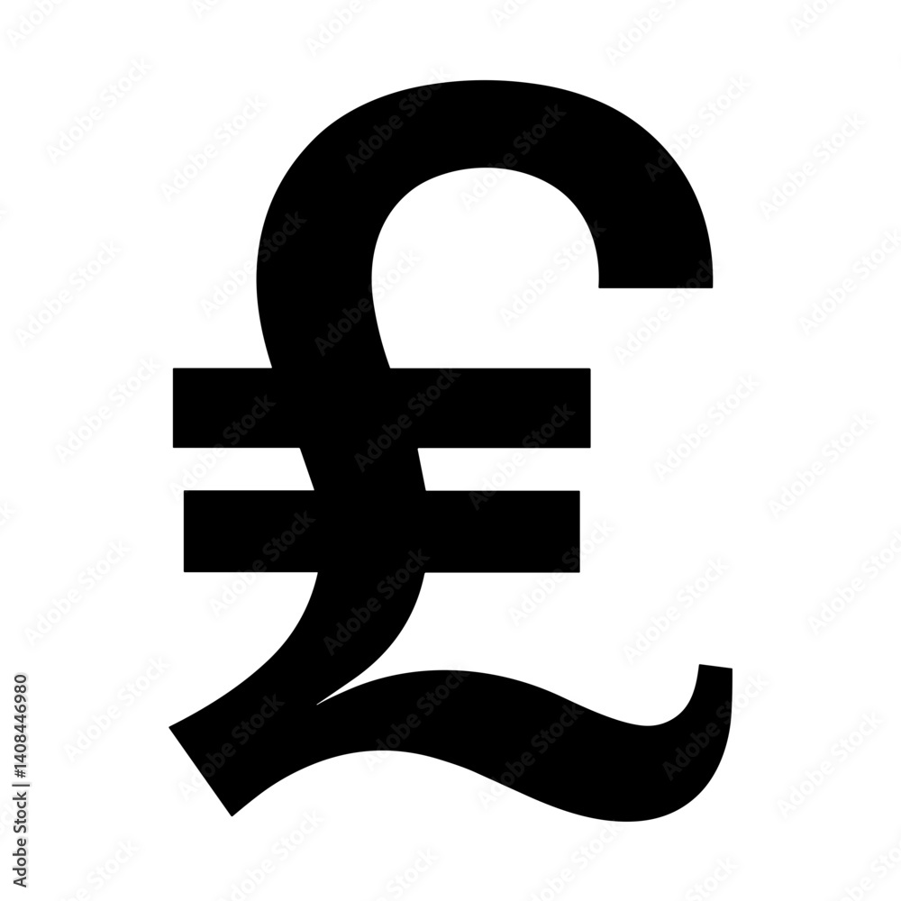 Fototapeta premium Minimalist pound currency symbol icon with stylized design representing finance and UK economy - concept of transactions international trade budgeting