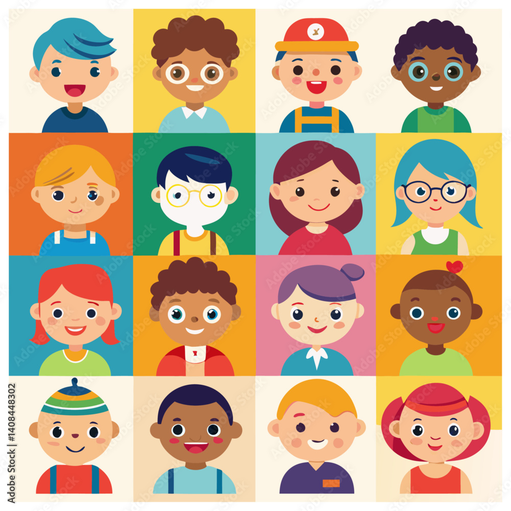 Boy and girl avatar Colorful icons set bundle vector design Boy and girl avatar Colorful icons set bundle vector design