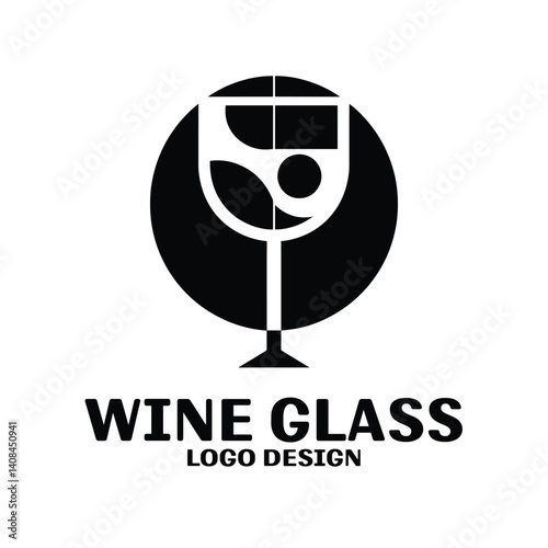 Wine Glass Vector Logo Design