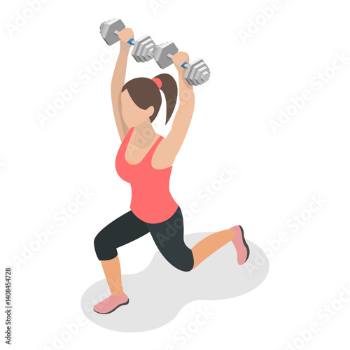 3D Isometric Flat Vector Illustration of Fitness People, Sport Nutrition, Healthy Lifestyle. Item 5