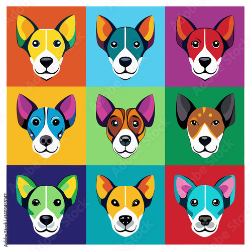 Dog face Colorful icons set bundle vector design