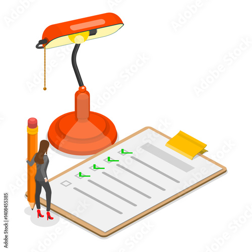 3D Isometric Flat Vector Illustration of Planning Schedule, Appointment, Calendar Application. Item 2