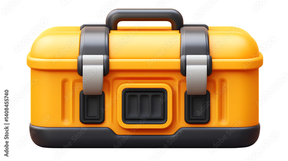 A sturdy yellow toolbox with black latches and handle ideal for DIY projects and maintenance t A sturdy yellow toolbox with black latches and handle ideal for DIY projects and maintenance t