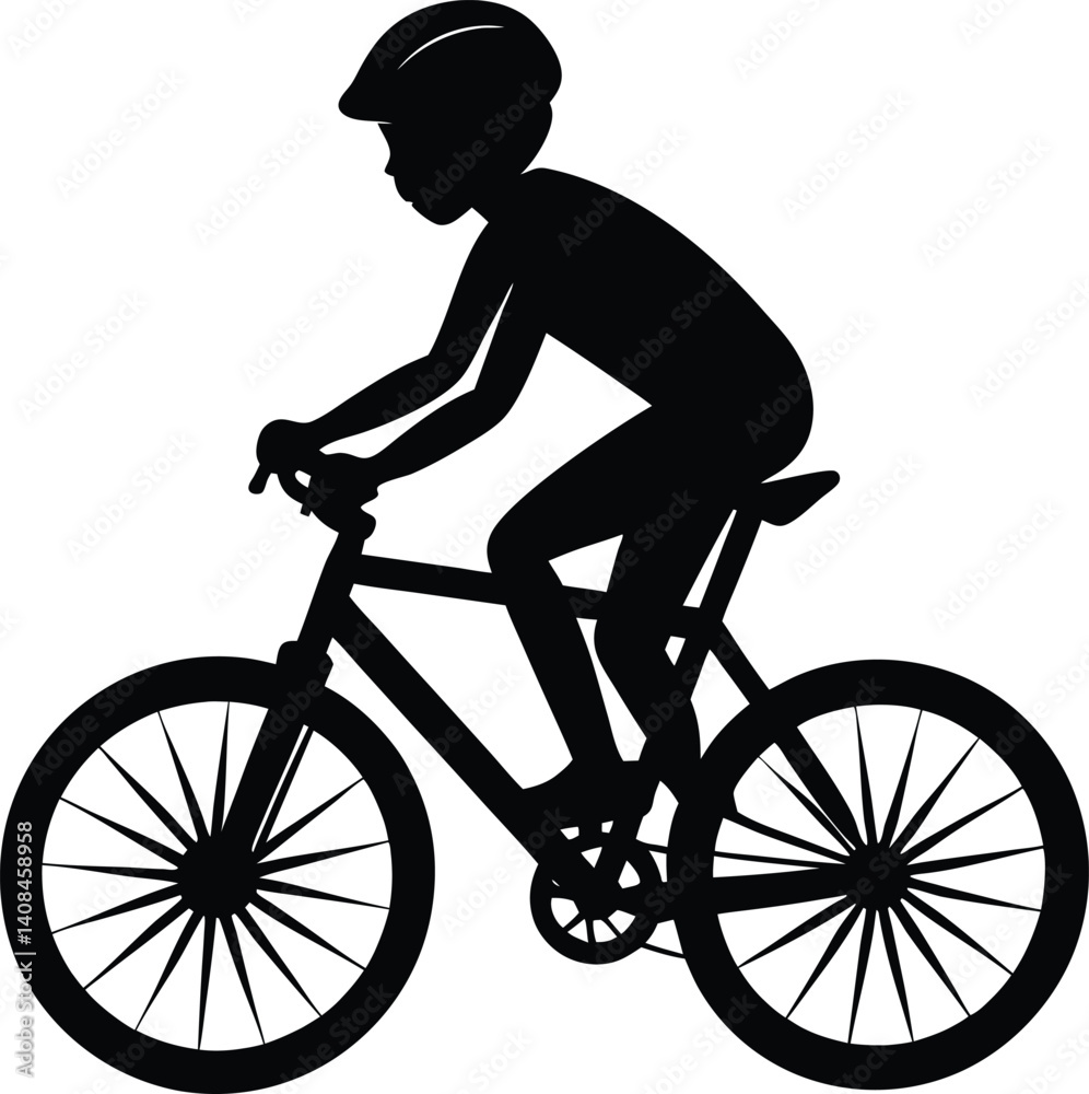 Fototapeta premium a teenage boy cycling silhouette
