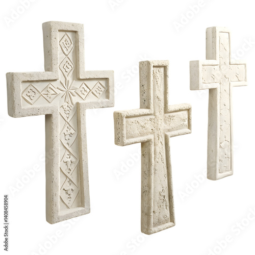 Ornate Wall Crosses Set, Religious Decor isolated on transparent background