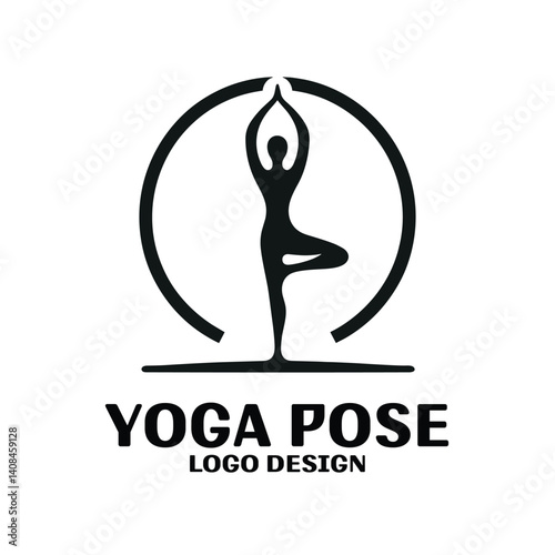 Yoga Pose Vector Logo Design