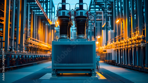 High voltage transformer in contemporary energy facility for efficient power distribution