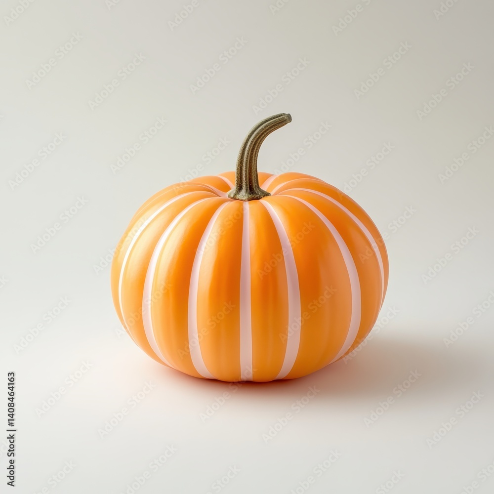 Obraz premium Orange pumpkin with stripes on white background