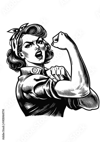 Strong vintage woman, we can do it!