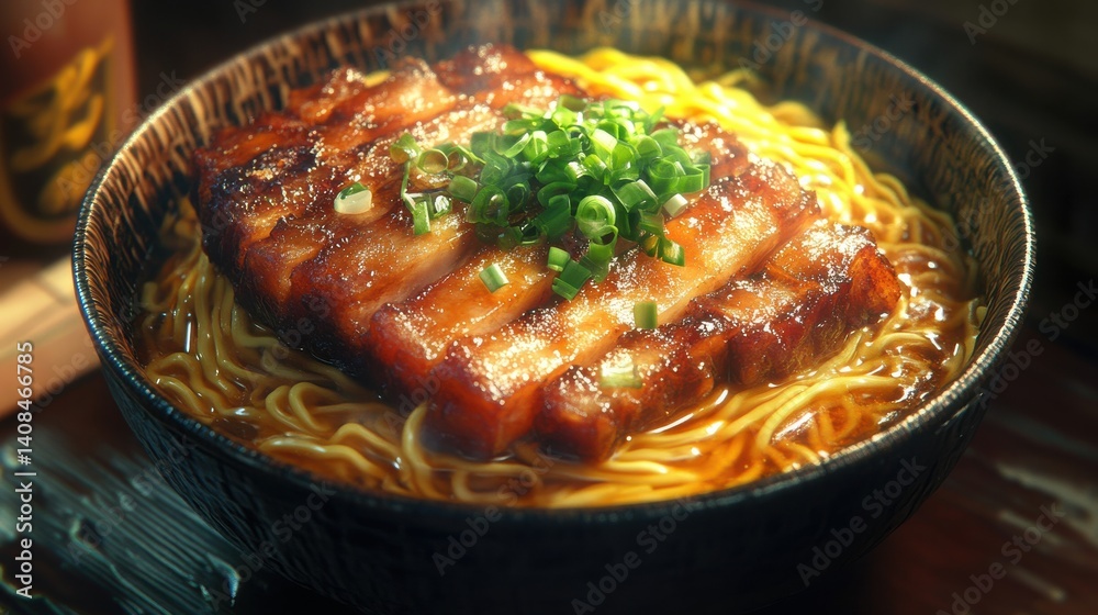 Ramen Noodles with Crispy Pork Belly and Scallions Ramen Noodles with Crispy Pork Belly and Scallions