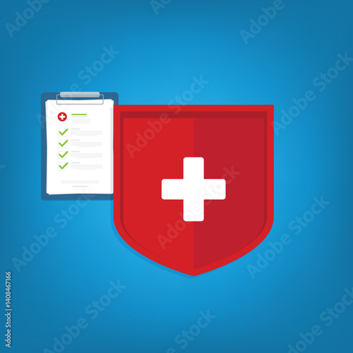 Health insurance concept. Healthcare, finance and medical service. Vector illustration