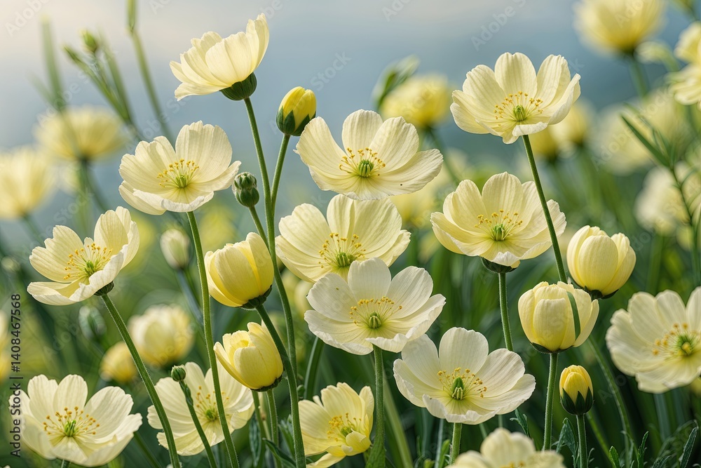 Obraz premium Delicate Buttercup Flower Backgrounds for a Romantic and Refreshing Ambiance