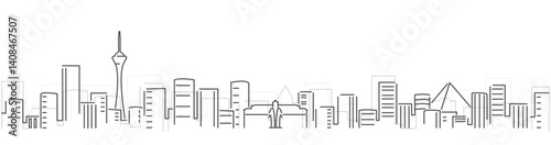 Las Vegas Simple Dark Lines Skyline on White Background