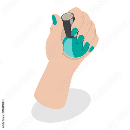 3D Isometric Flat Vector Illustration of Manicure Procedure, Nail Beauty Spa. Item 8