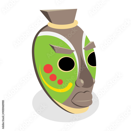 3D Isometric Flat Vector Illustration of African Shaman, Indigenous Tribe Member. Item 3