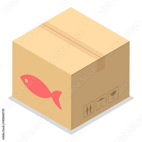 3D Isometric Flat Vector Set of Fish Production , Fishing Industry. Item 3