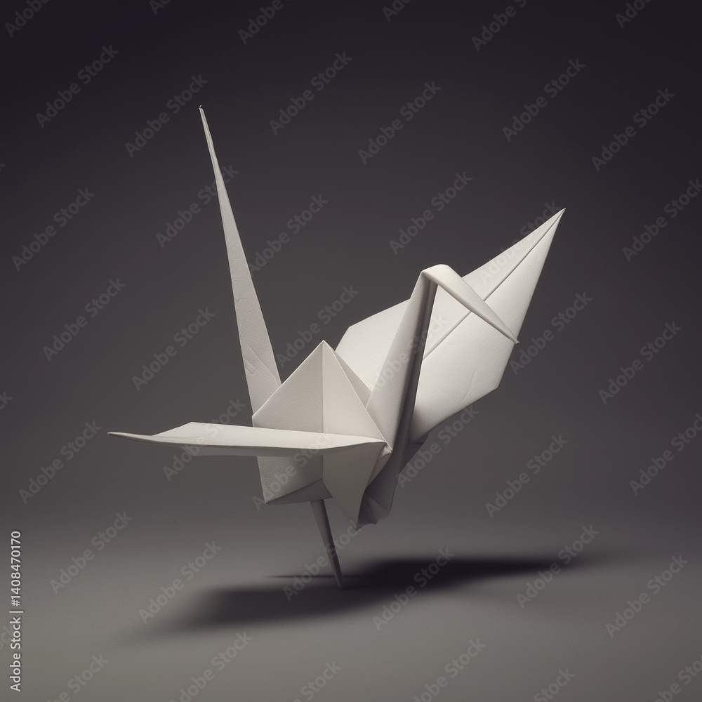 A geometric paper crane on pure white canvas sparks minimalist inspiration, artistry, and imaginative expression. A geometric paper crane on pure white canvas sparks minimalist inspiration, artistry, and imaginative expression.