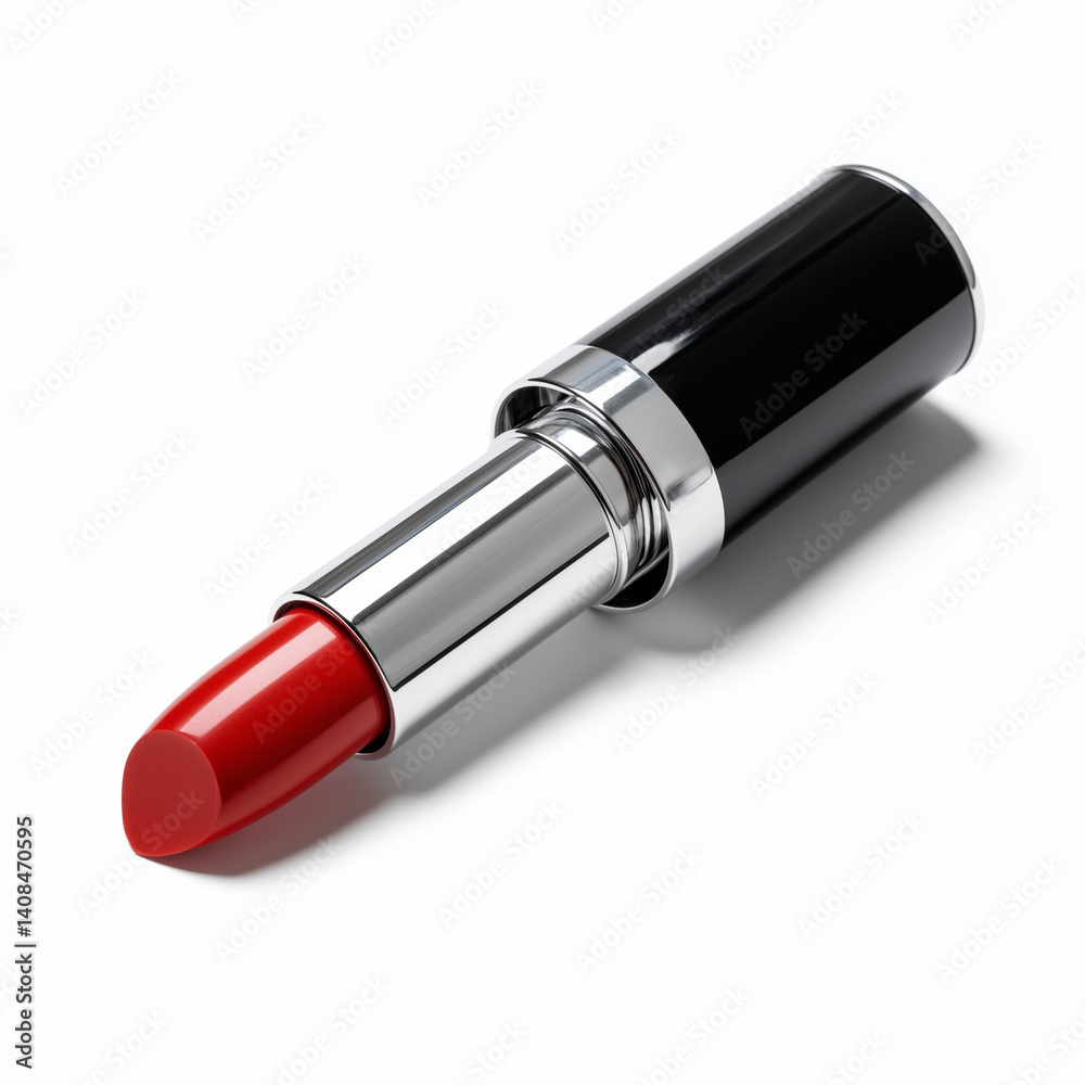 A stylish lipstick tube is presented from a top view on a clean white background, highlighting its vibrant design and modern appeal. A stylish lipstick tube is presented from a top view on a clean white background, highlighting its vibrant design and modern appeal.