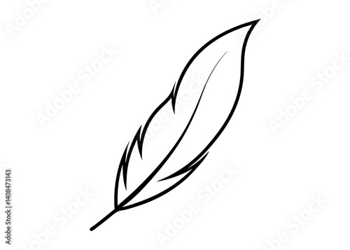 Feather of lightness: A delicate, minimalistic line art illustration of a single feather, evoking a sense of weightlessness, freedom, and the power of dreams.