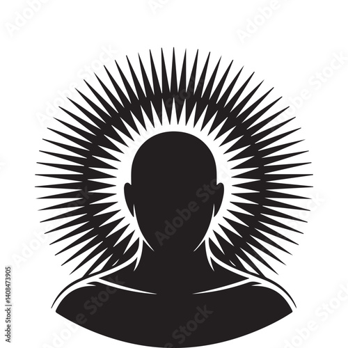 Abstract Aura Glowing Head Silhouette Vector Art for Spiritual Creative Design