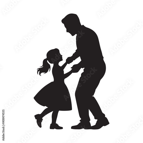 Father and Daughter Dancing Silhouette Vector Tender Moment