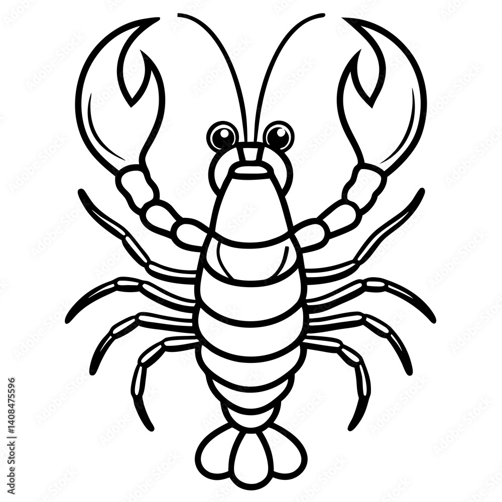 Minimal American Lobster Vector Illustration on White Background Minimal American Lobster Vector Illustration on White Background
