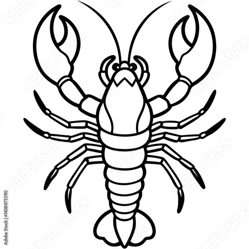 Minimal American Lobster Vector Illustration on White Background