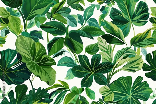 Lively Green Leaf Botanical Print Design on Fresh Backgrounds for Nature Lovers
