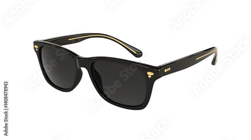 Stylish Black Sunglasses with Gold Accents on a Dark Background Ideal for Fashion and Lifestyl