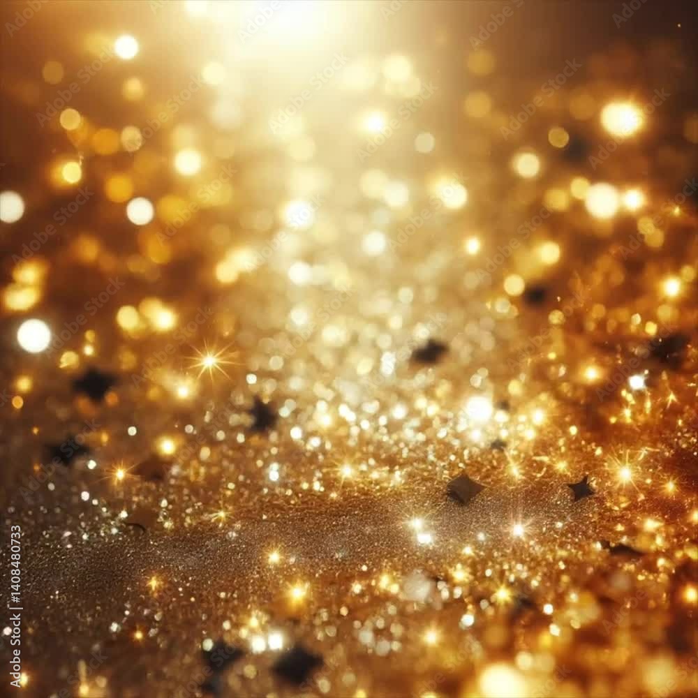 Glittering gold bokeh background with sparkling light effects  