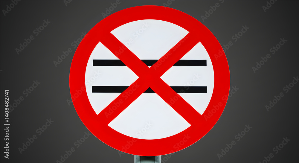 Fototapeta premium Prohibition Sign With Lines Symbolizing Restriction on Parallel Interactions