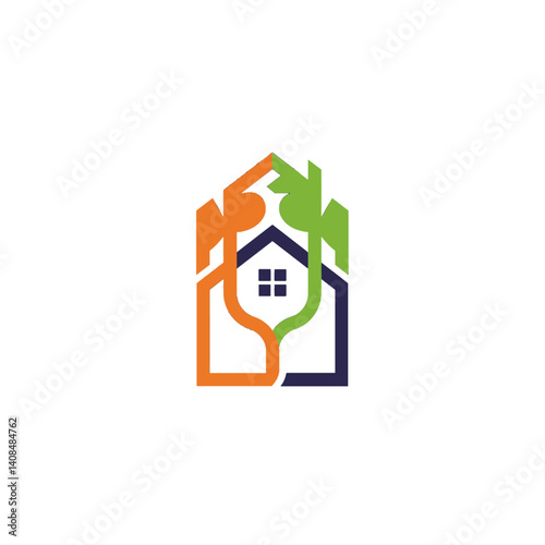 Modern abstract house logo design