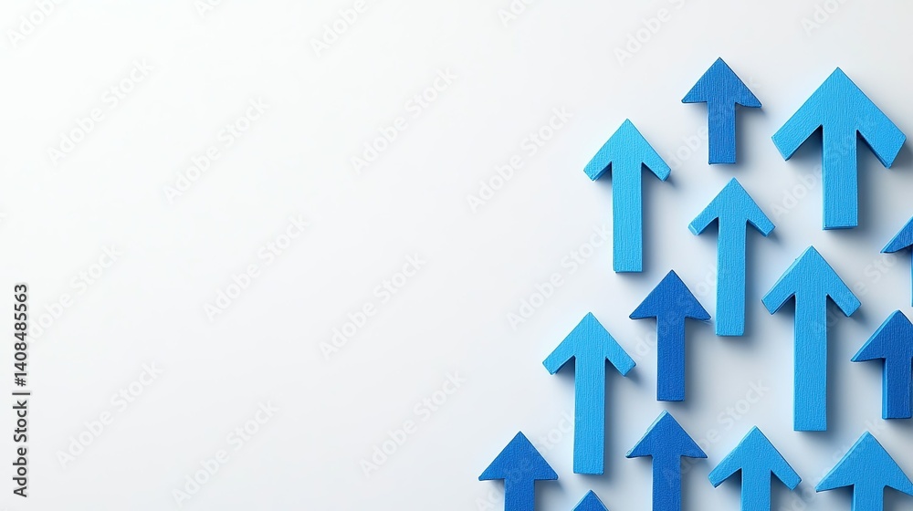 Blue arrows pointing upwards on a white backdrop, symbolizing forward momentum. Blue arrows pointing upwards on a white backdrop, symbolizing forward momentum.