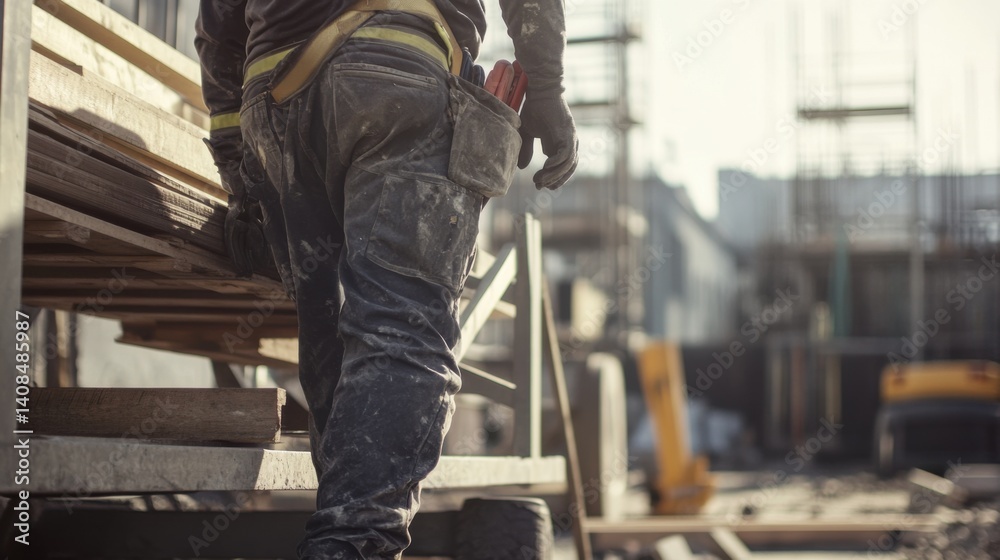Laborer unloading construction materials at a building site. Featuring strength and teamwork Laborer unloading construction materials at a building site. Featuring strength and teamwork