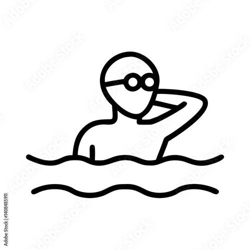 Swimmer enjoying leisure time in the water, icon, vector  