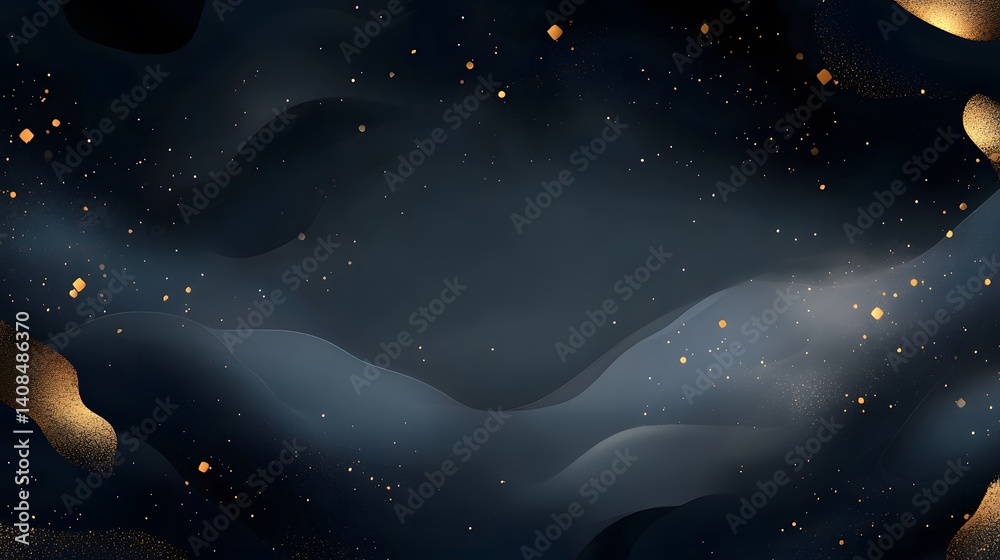 Fototapeta premium Abstract Dark Blue Gold Glitter Background Texture
