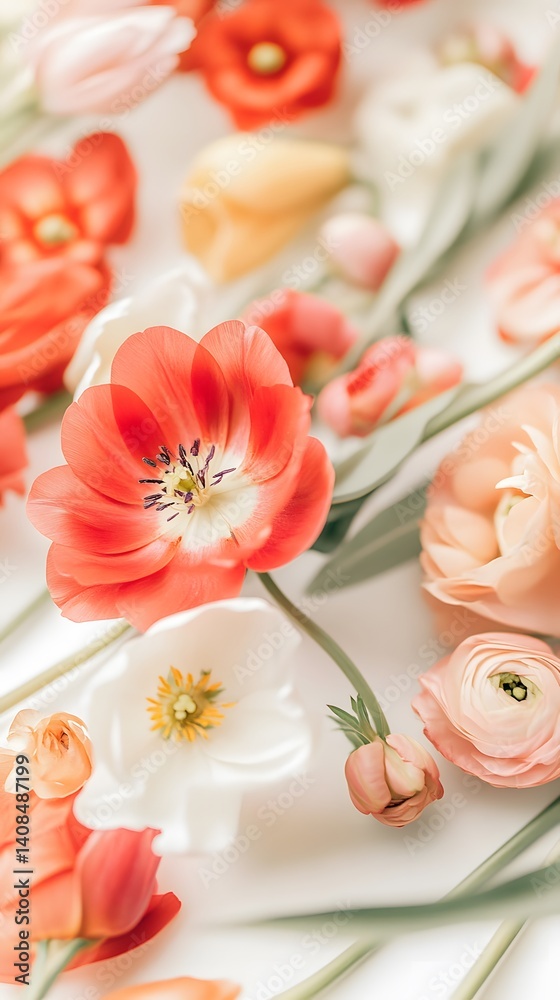 Soft Coral and Peach Floral Arrangement Spring Bloom Soft Coral and Peach Floral Arrangement Spring Bloom