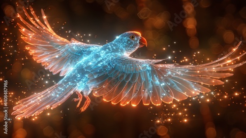 Abstract Colorful Bird Of Flight And Freedom, Illustration Generating Ai Technology Art